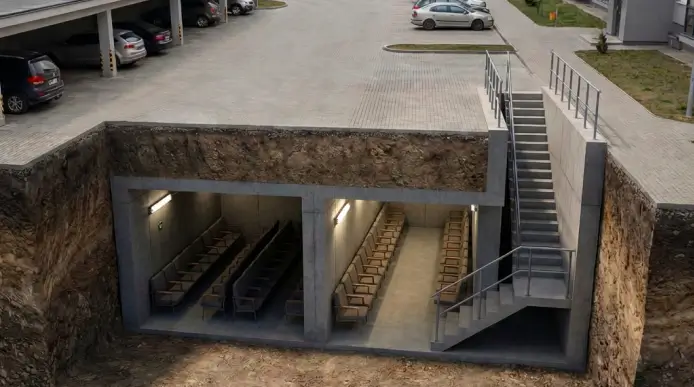 Schron żelbetowy pod parkingiem